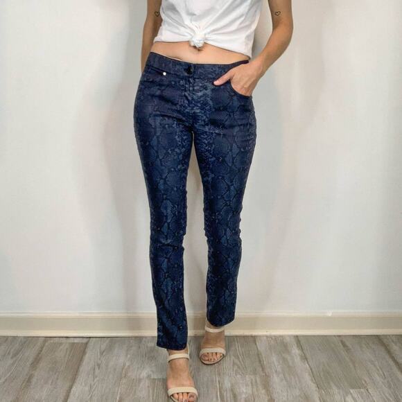 ELIE TAHARI python print pants low rise skinny leg blue y2k club kid 2467 - Picture 1 of 13